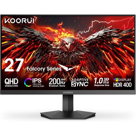 KOORUI 27" 2560 x 1440 (2K) 200 Hz IPS Gaming Monitor FreeSync Premium (AMD Adaptive Sync) 95% DCI-P3 G2721P