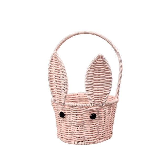 FEISHENTT Bread Basket Candy Baskets Easter Bunny Hanging Toy Woven with Handle Wicker Food Snack Container Food Storage Holder Beach Rattan Laundry