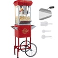 thumbnail image 1 of KFFKFF Popcorn Machine with Trolley, 850W Popcorn Cooking Device, 8 Oz Container Produces 48 Servings per Cycle, Popcorn Creator Fitted with Hardened Glass, Comes with 4 Ladles, Ruby, 1 of 9