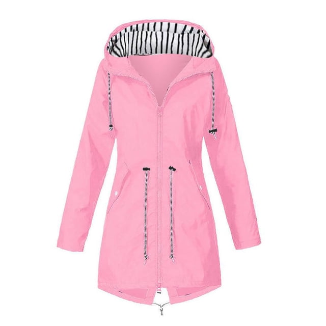 CEHVOM Manteau de Pluie Uni pour Femmes, Imperméable d'Extérieur à Capuche, Coupe-Vent, Haut, Liquidation