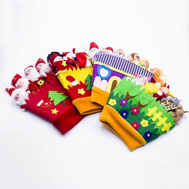 kurtrusly Christmas Finger Puppet Toy Christmas Cloth Gloves Home Decoration