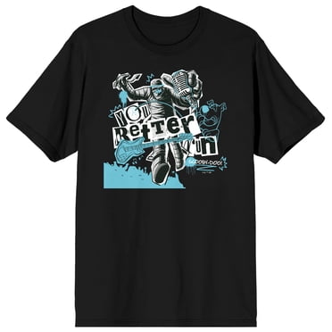Scooby Doo You Better Run Crew Neck Short Sleeve Men's Black T-shirt-Medium