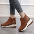 thumbnail image 5 of Bottes Rétro Unies pour Femmes à Empiècements, Semelle Épaisse, Talons Hauts, Bout Rond, Bottes Décontractées, 5 of 5