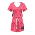 thumbnail image 4 of DPTALR Robe Mi-Mollet à Manches Courtes et Col en V pour Femmes, Jupes Courtes Rétro pour Dames, Jolies Robes d'Été pour Sorties pour Filles, 4 of 4