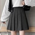 thumbnail image 3 of Mrat Women Mini Skirt Pleated A-Line Skirt Layered Ruffle A Line Women's Pencil Skirt Drawstring Ruched Ruffle Solid High Waist Bohemian Hippie Style Skirts Short Skirt Gray_EE XXL, 3 of 9