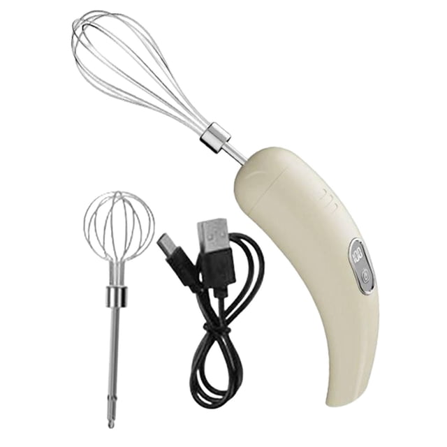 veasfak Cordless Hand Mixer Compact Electric Egg Beater for Kitchen Baking Cake Shop Beige