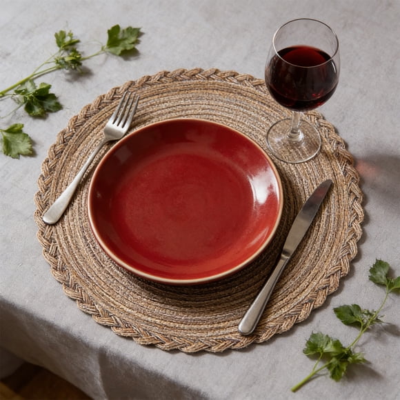 Miogawg Round Placemat Woven Placemats Washable Weave Table Mats For Dining Table Heat Resistive Non-Slide Round Place Mats Home Kitchen Table Mats