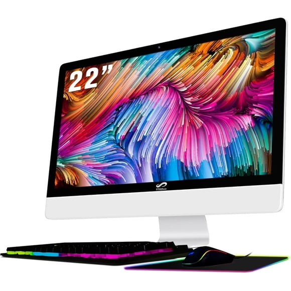 STGSivir All-in-One Desktop Computer, 22" FHD Display, Intel Core i5 up to 3.6G, 16G RAM, 512G SSD, WiFi, BT 5.0, RGB Keyboard & Mouse, Webcam, Windows 11 Home