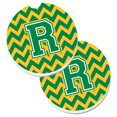 thumbnail image 1 of Carolines Treasures CJ1059-RCARC Lettre R Chevron Vert & Or Ensemble de 2 Porte-Gobelet Coaster Voiture, 1 of 1