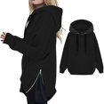 thumbnail image 2 of Timegard Women's Hoodies Sweatshirt Plus Size Side Zipper Split Fall Winter Comfy Oversized Pullover, 2 of 4