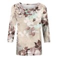 thumbnail image 4 of Pompotops T-shirt Ample Imprimé pour Femme Blouse à Manches 3/4 Col Rond Hauts Décontractés Liquidation, 4 of 5