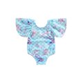 thumbnail image 1 of Fortune 0-4Y Toddler Girl Fish Scale Swimsuits, Baby Big Bow Back Ruffle Sleeve Beachwear, 1 of 7