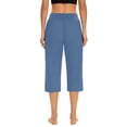 thumbnail image 3 of Bocqde Pantalon Capri pour Femmes Grande Taille Uni à Taille Élastique avec Poches, Pantalon Court d'Été Mode Décontractée Extensible, Capris pour Dames, 3 of 6