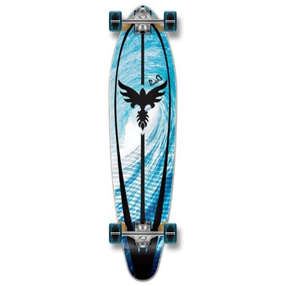 Yocaher Beach Series Complete Kicktail Skateboards Longboard Cruiser Black Widow Premium 80A Grip Tape Aluminum Truck ABEC7 Bearing 70mm Skateboard Wheels (Complete - Kicktail - 06 - Tsunami)