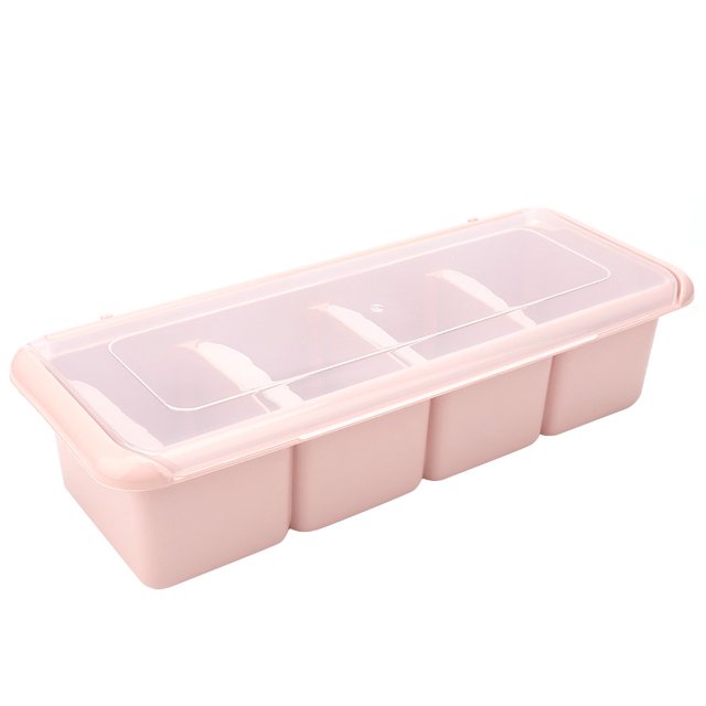 Acrylic Seasoning Box, Premium PP Material 4 Compartments Durable Seasoning Rack Spice, With Spoon For All Kinds Of Condiments Sugar, Salt, Jams