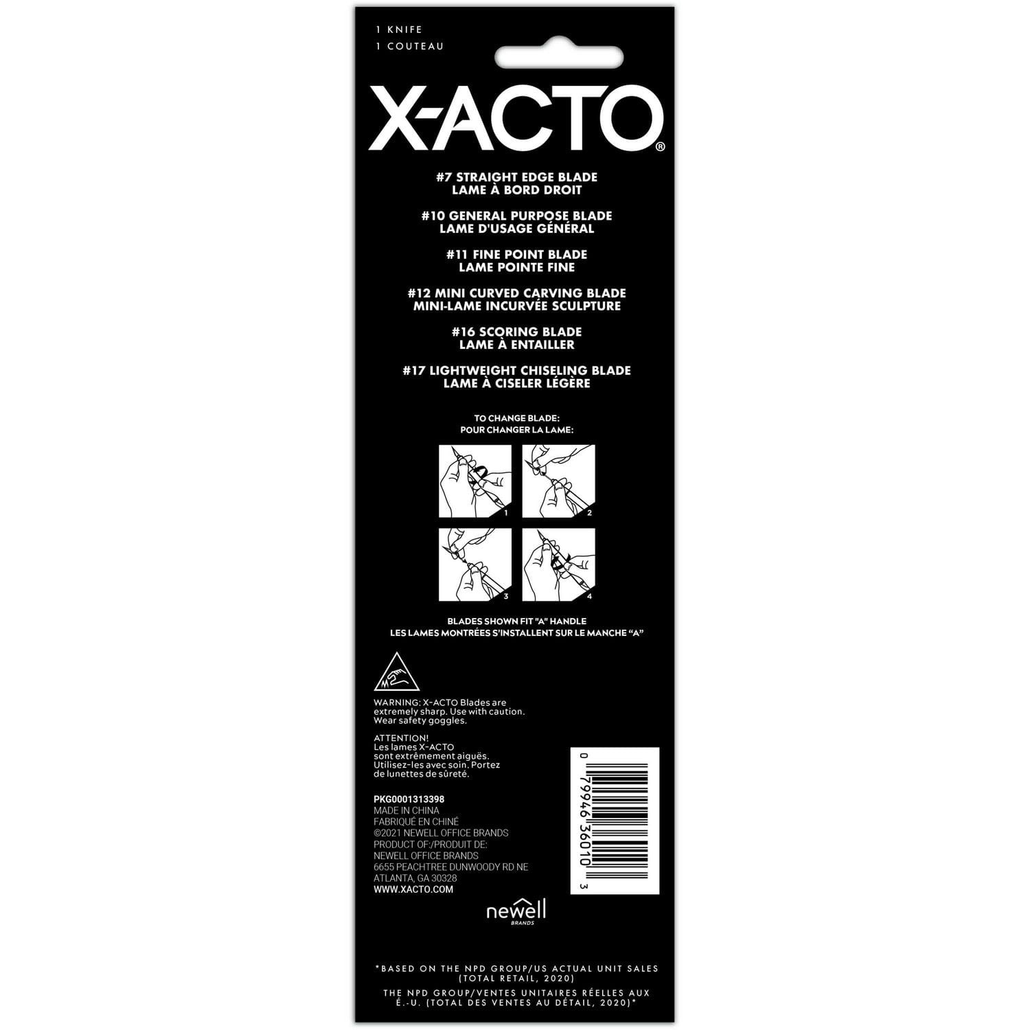 Couteau X-ACTO Nº 1 avec capuchon de sécurité, couteau de précision pour couper, dénuder et tailler délicatement