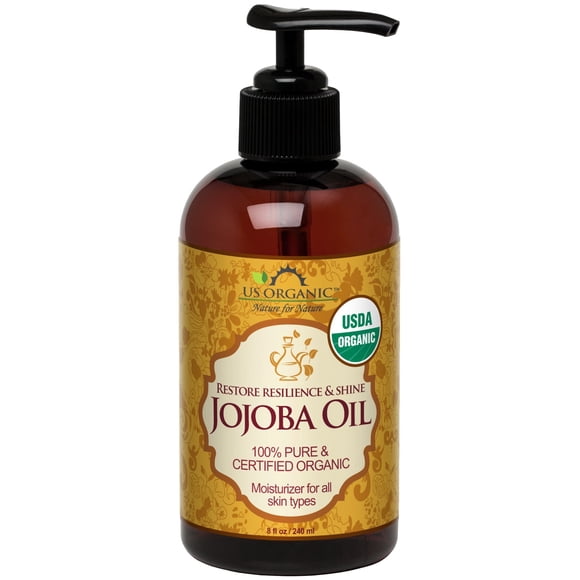 US Organic Jojoba Oil, USDA Certified,100% Pure & Natural, Cold Pressed, Virgin, Unrefined, Amber Glass Bottle with Glass Eye Dropper for Easy Application,