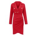 thumbnail image 4 of Pompotops Robe Aguichant à Manches Longues pour Femmes, Col en V, Robe de Soirée et de Bureau, 4 of 6