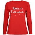 thumbnail image 1 of Christmas Baby it's Cold Outside Script Snowflakes Womens Long Sleeve T Shirt, 1 of 1