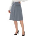 thumbnail image 4 of Unique Bargains Women's Button Front Formal Work A-Line Midi Skirt Gray L, 4 of 6