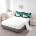 thumbnail image 3 of YST Retro Green Grey Black Comforter Set 7 Piece Full Geometry Swirls Gromment Bedding Set for Kids Teens Adult Abstract Circles Rings Geometric Grid Bed Set Graphic Texture Fitted Sheet, 3 of 5