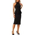 thumbnail image 2 of INSPIRE CHIC Blouse à Basque Plissée d'Été pour Femme Sans Manches à Encolure Licou pour la Plage Hauts TG Noir, 2 of 6