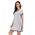 thumbnail image 3 of Pyjama d'Été pour Femmes Manches Courtes Col Cœur Pêche Robe de Nuit Décontractée Robe de Sommeil Ample Confortable Pyjama Robe de Maison Décontractée, 3 of 4
