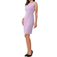 thumbnail image 4 of INSPIRE CHIC Robe Fourreau pour Femme Sans Manches à Encolure Bateau Robe de Bureau Violet Pâle S, 4 of 6