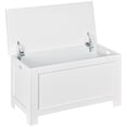 thumbnail image 1 of HOMCOM Coffre de Rangement avec 2 Charnières de Sécurité et Couvercle Rabattable, Blanc, 1 of 10