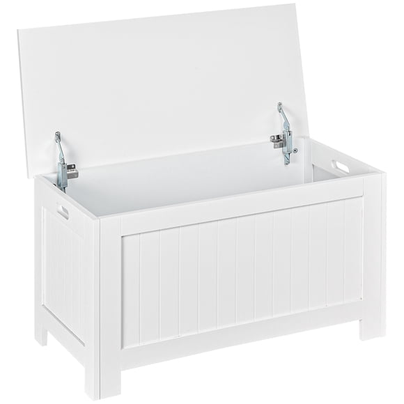HOMCOM Storage Chest with 2 Safety Hinges and Flip Lid, White