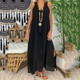 thumbnail image 1 of Fankiway Robe Longue Maxi pour Femmes Grande Taille à Col en V Sans Manches de Plage Ample en Dentelle Patchwork Robe Maxi Robes d'Été de Plage pour Femmes Grande Taille Robes pour Femmes, 1 of 5