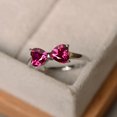 thumbnail image 2 of Bague en Forme de Cœur Rubis, Bague d'Engagement, Argent String, Bague de Promesse pour Femmes, 2 of 4