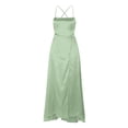 thumbnail image 5 of B91xZ Robe Chemise Femme Satin Tube Mode Dos Nu Découpé Formelle Invitée de Mariage Soirée Fête Robes Maxi, Vert P, 5 of 5