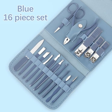 TopLLC 16pcs/set Nail Cutter Set Makeup Beauty Tool Nail Clipper Set Folding Bag Stainless Steel Tool Finger Nail Clipper Kit Nail Clipper