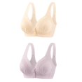 thumbnail image 3 of Timegard 2pc Wireless Bras for Women Front Closure Button Bralette Ruched Comfort Everyday Bras with Support, 3 of 3