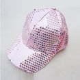 thumbnail image 2 of Penkiiy Womens Glitter Sequin Cap - Elastic Fit Baseball Hat Unisex-Adult Baseball Adjustable Caps Baseball Party Hat Pink, 2 of 3