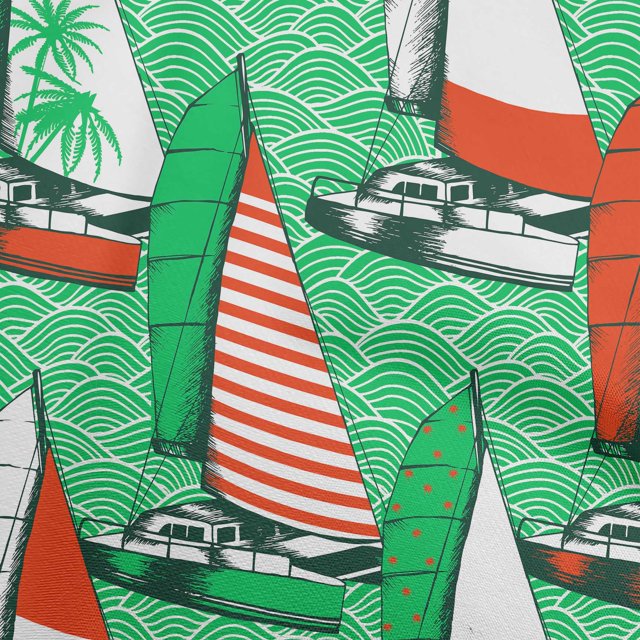 oneOone Viscose Jersey Green Fabric Nautical Sewing Craft Projects Fabric Prints By Yard 60 Inch Wide