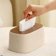 thumbnail image 4 of European-Style Elastic Tissue Box for Home and Office Desktop, Universal Fit, Durable Plastic with Rounded Edges, Modern Vertical Stripe Design(Beige), 4 of 5