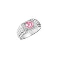 thumbnail image 3 of RYLOS Men's Ring Sterling Silver Ring, 7MM Round Shape Gemstone Designer Style Rings Pink Ice October Birthstone Rings Silver Size 8, 3 of 7