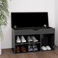 thumbnail image 1 of vidaXL Shoe Bench with Cushion Grey 80x30x47 cm Engineered Wood, 1 of 5