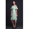 thumbnail image 2 of Bimba Green Floral Print Flutter Sleeve Womens Party Tunic Cold Shoulder Midi Dress - X-Small, 2 of 6