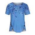 thumbnail image 4 of DPTALR T-shirt Imprimé Ample pour Femmes Boutons Manches Courtes Blouse Col Rond Hauts Décontractés, 4 of 6