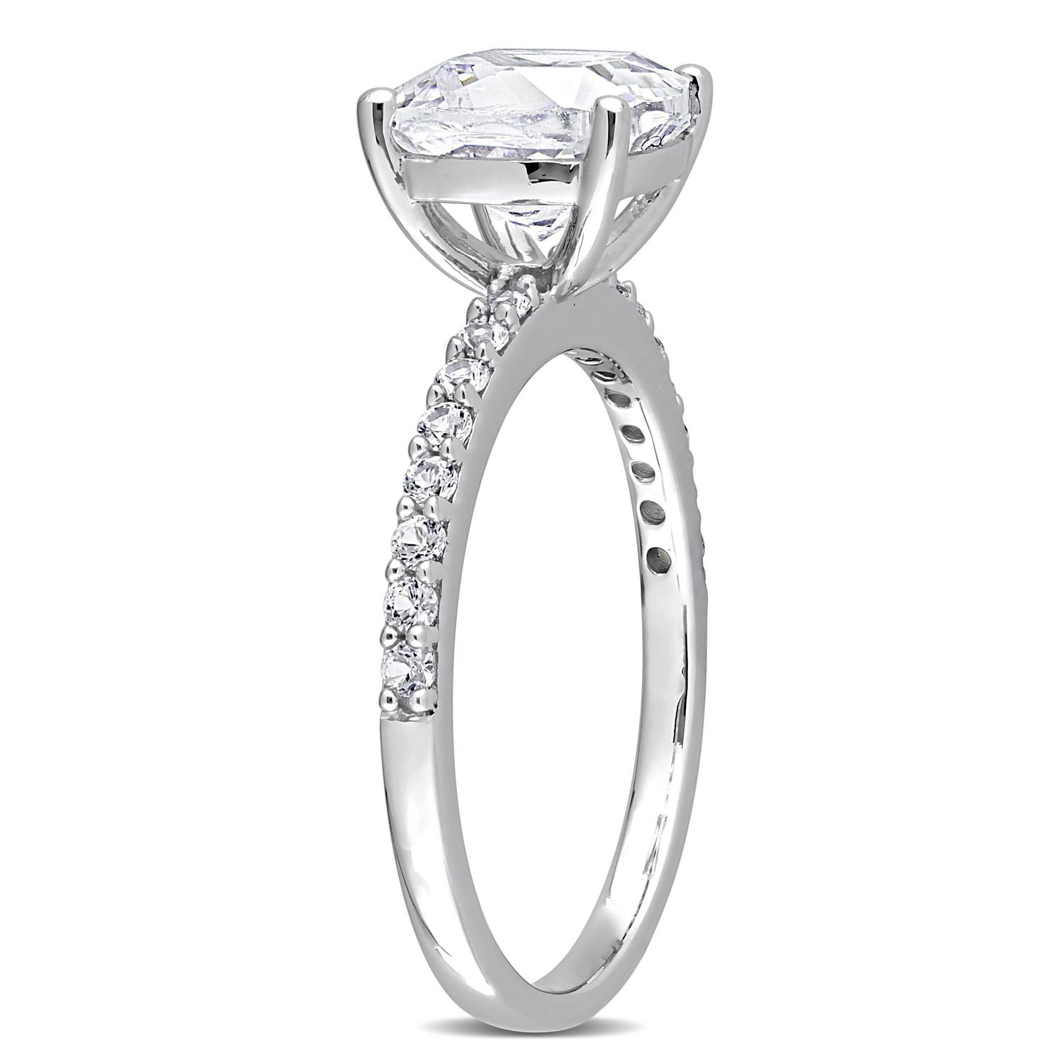 Miabella 3-1/4 Carat T.G.W. Created White Sapphire 10K White Gold Engagement Ring