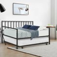 thumbnail image 4 of Gymax Lit-Banquette Gigogne Double avec 4 Roulettes Matelas Lit Plateforme Sofa, 4 of 10