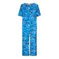 thumbnail image 4 of Mikilon Pyjama Décontracté pour Femmes, Ensemble de Sommeil, Mode, Imprimé, Manches Courtes, Pantalon Capri, 2 Pcs, Col Rond, Tenue de Détente Décontractée avec Poches, Ensemble 2 Pcs, Bleu Foncé-A TP, 4 of 8