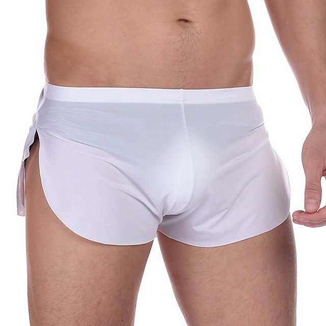 EOYWHK 3 inch Boxer Shorts for Men Side Split Brief Round Hem Seamless Side Split Silky Lounge Shorts