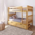 thumbnail image 1 of BEDSMART Solid Wood Twin Over Twin Bunk Bed With Storage | Natural, 1 of 7