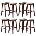thumbnail image 1 of PJ Wood Classic Saddle Seat 29-Inch Tall Counter Stools, Walnut (Set of 8), 1 of 9