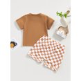 thumbnail image 4 of Faithtur Vêtements d'Été pour Garçons Ensemble 2 Pcs T-Shirts à Manches Courtes Col Rond Imprimé Lettre et Shorts à Damier, 4 of 9