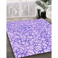 thumbnail image 3 of Ahgly Company Tapis de Zone Rond d'Intérieur Lavable à la Machine, Style Transitionnel, Aztèque Violet, 3 Pieds Rond, 3 of 7